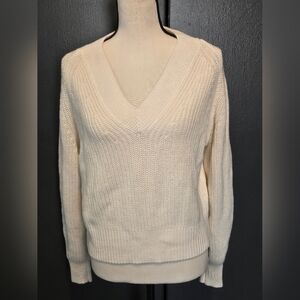 Cream V-Neck Women's Sweater Sz XS But Oversized Like A M. By A New Day. Lnwot